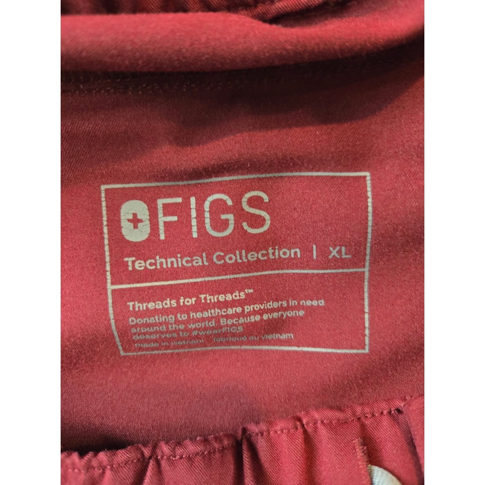 Figs Men's Joggers in Burgundy with Gray Drawstrings - Picture 3 of 14